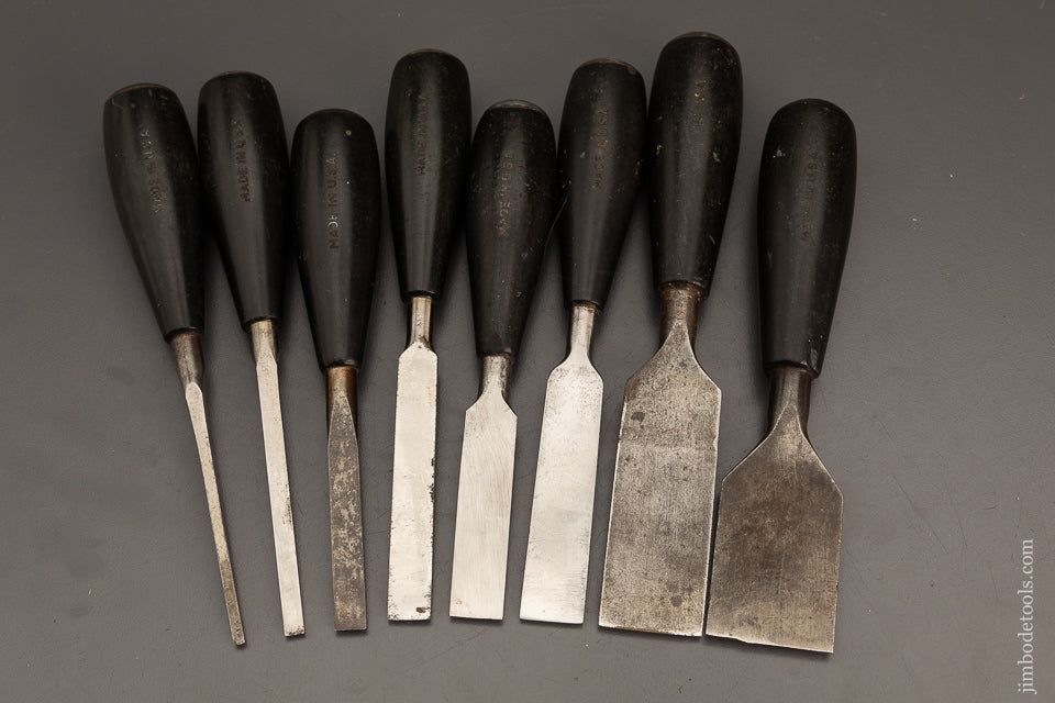 Graduated Set of 8 STANLEY No. R50 EVERLASTING Chisels - 102303