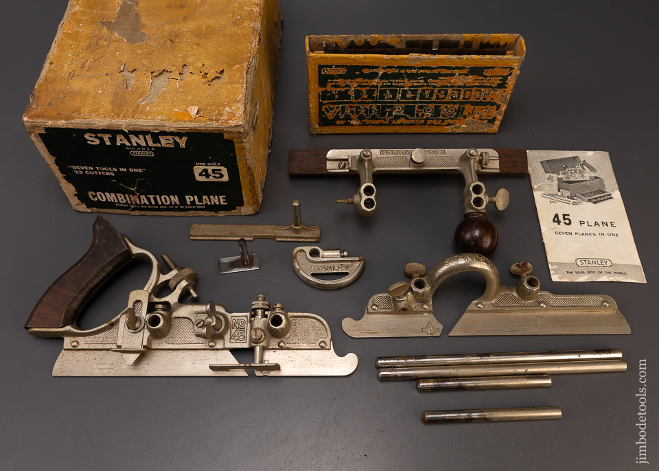 100% Complete STANLEY No. 45 Combination Plow Plane in Box - 109012