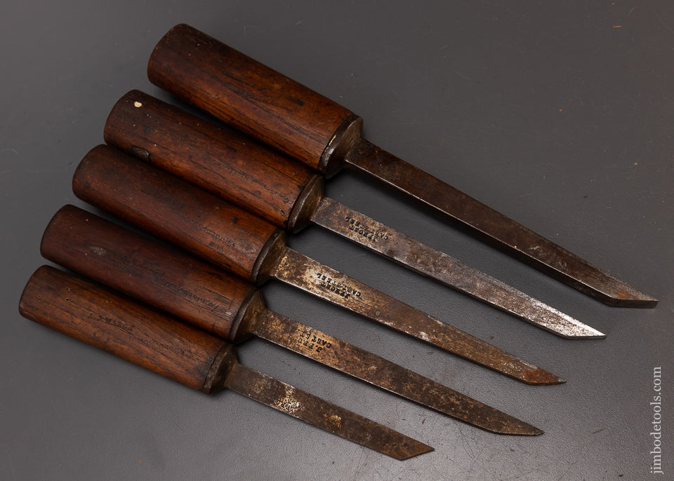 Graduated Matched Set of 5 Pig Sticker Mortise Chisels by J. FROST - 109021