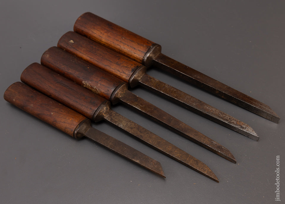 Graduated Matched Set of 5 Pig Sticker Mortise Chisels by J. FROST - 109021