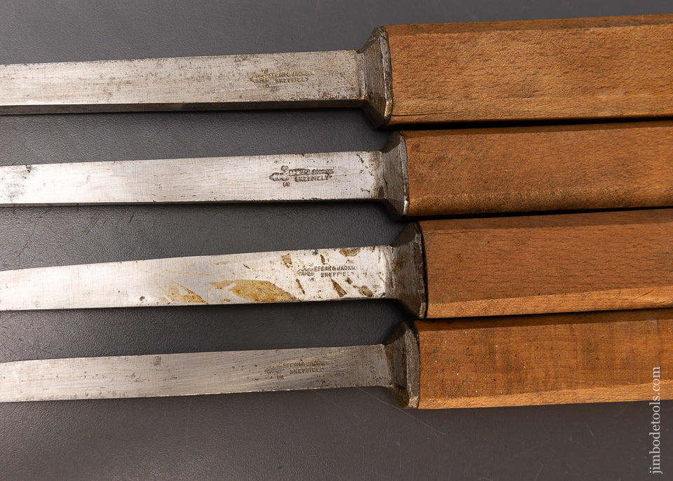 Remarkable New Old Stock Set of 4 Pig Sticker Mortise Chisels by SPEAR & JACKSON - 109995