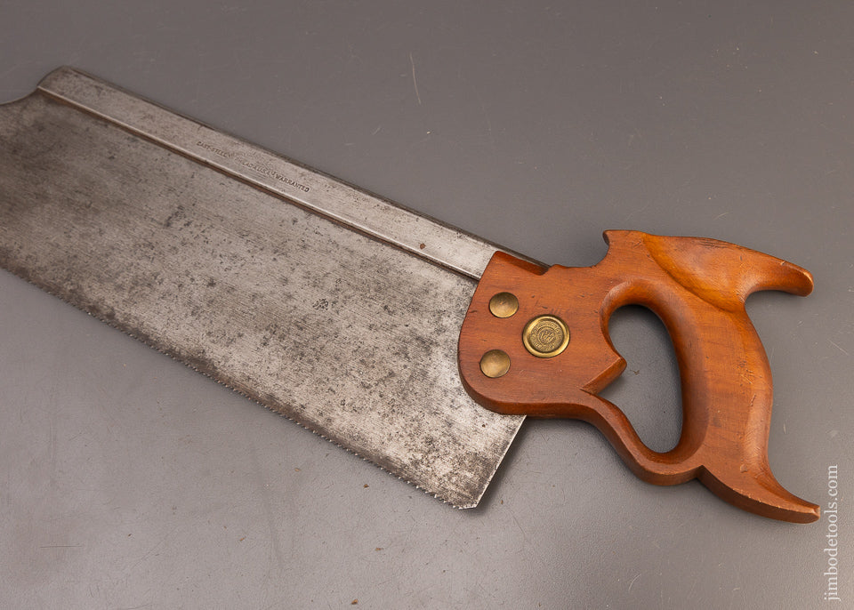 Rare Saw DISSTON No. 9 REGAN PATENT 16 Inch Back Saw with Ogee Toe - 111148