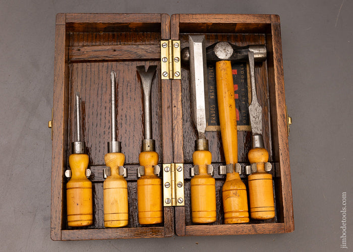 BRADES NASH TYZACK Boxwood Handled Tool Kit in Original Box - 111267