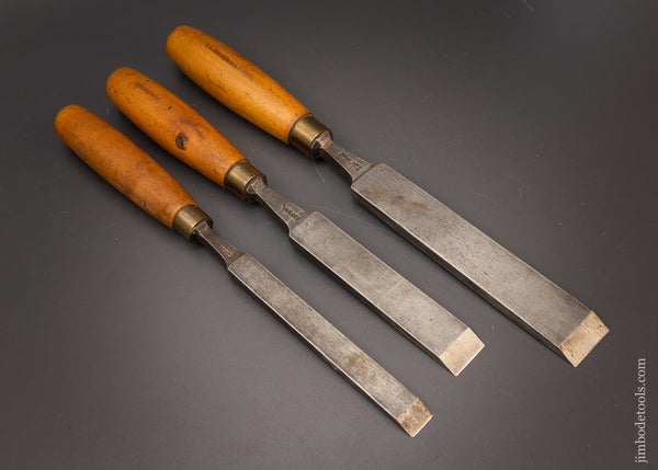 Fine Set of 3 MATHIESON Tang Firmer Chisels - 111737