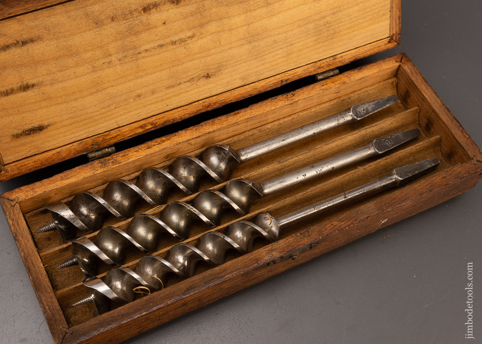Fine RUSSELL JENNINGS Auger Bits EARLY 14 Bit Set in Original Three Tiered Box - 111825