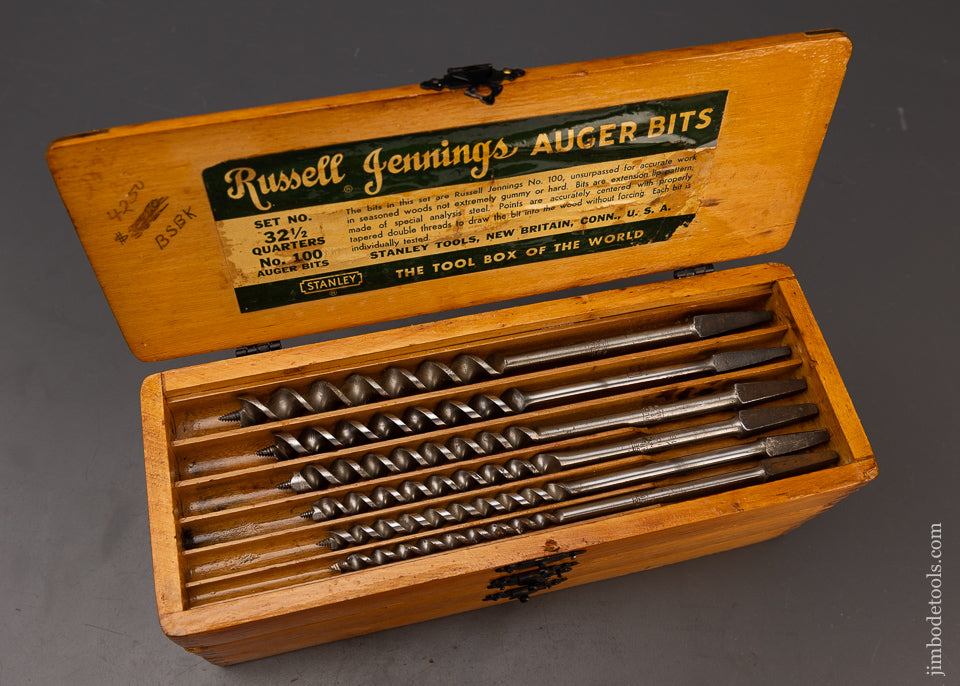Fine Complete Set of 13 RUSSELL JENNINGS Auger Bits in Original Three Tiered Box - 111881