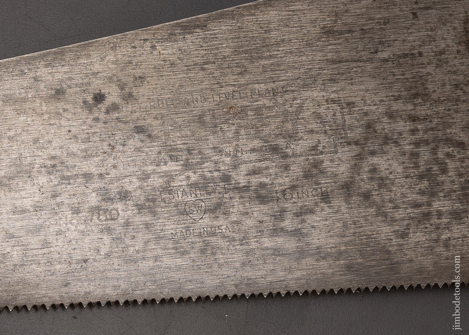 Rare 16 Inch STANLEY No. 780 Tool Chest SWEETHEART Hand Saw - 111891