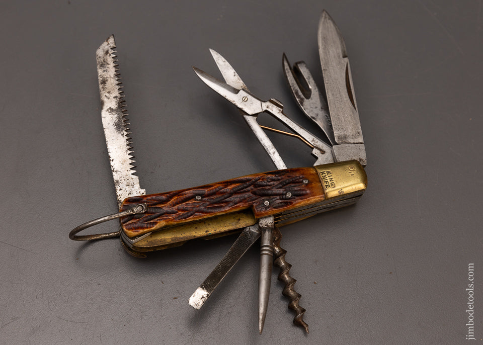 Early 7 Blade Knife with Bone Scales by KING KNIFE - 112024