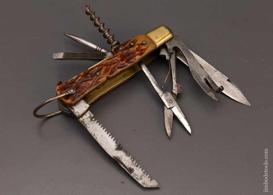 Early 7 Blade Knife with Bone Scales by KING KNIFE - 112024