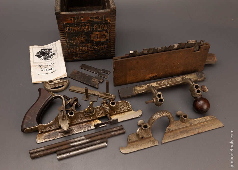 Excellent STANLEY No. 45 Combination Plane 100% Complete in Original Box - 112184