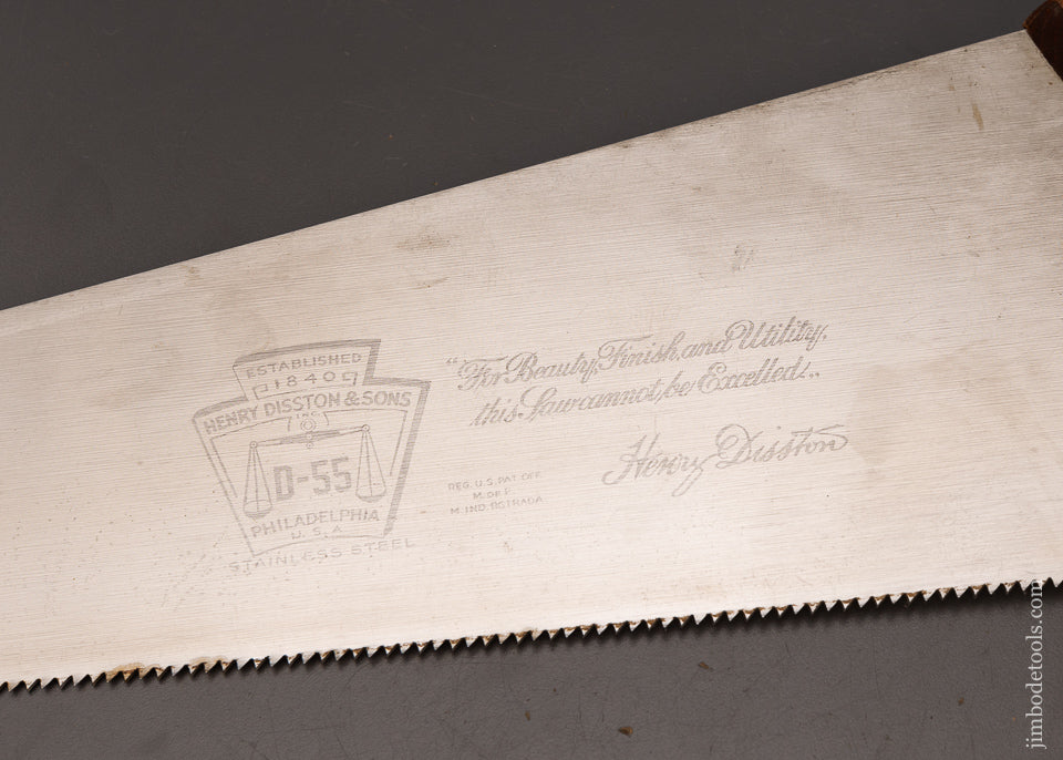 Very Rare DISSTON No. 55 Stainless Steel Hand Saw - 112569