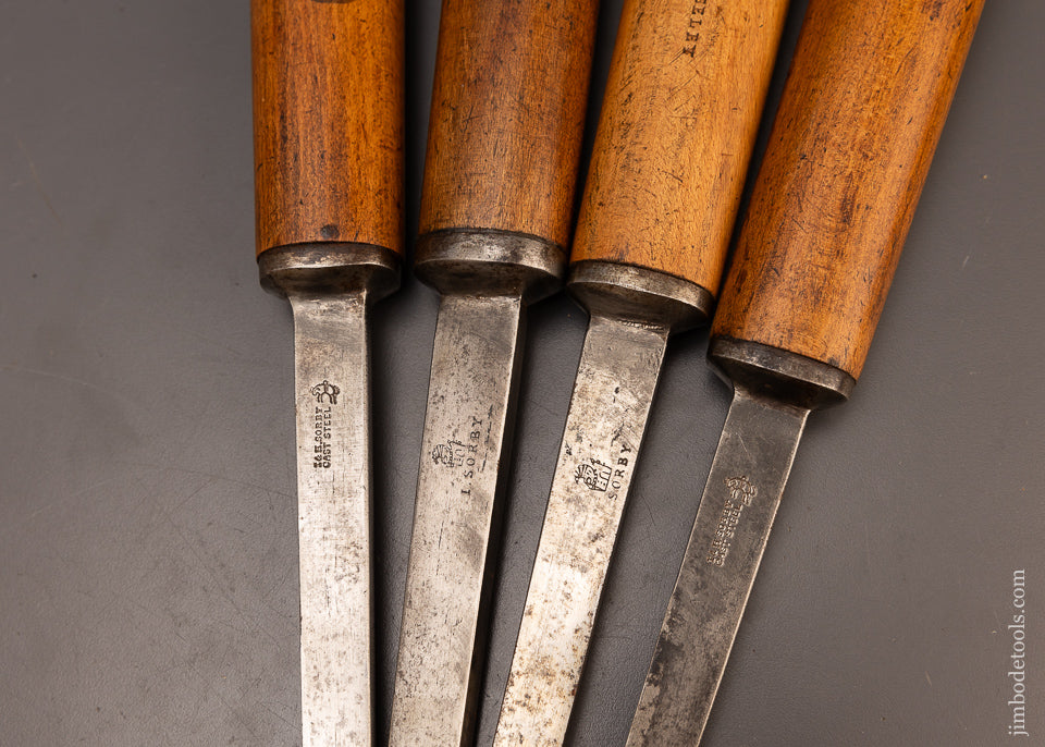 Fine Set of 4 I. & H. SORBY Pig Sticker Mortise Chisels - 112710