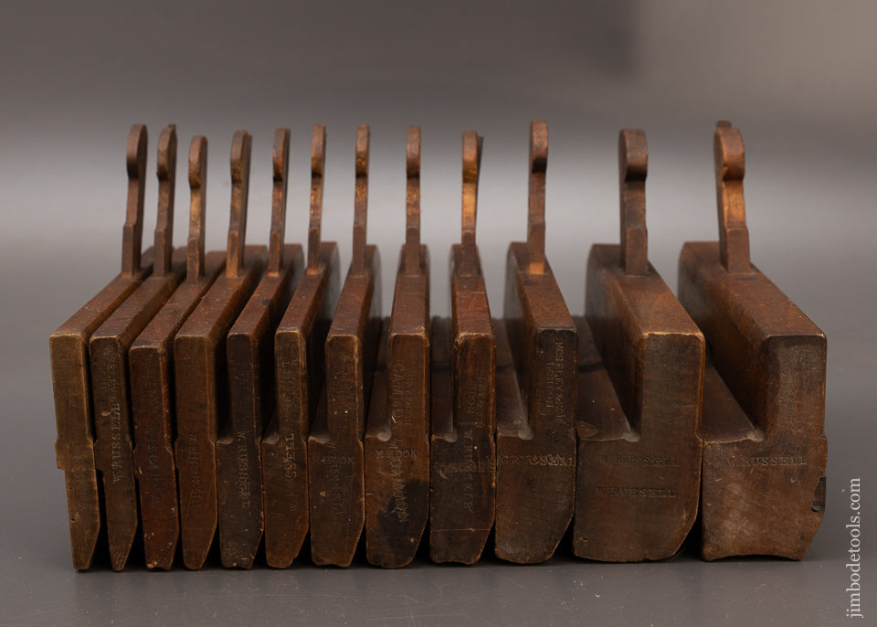 Great Working Set of 12 Hollow & Round Moulding Planes by MOSELEY Ca. 1862-80 - 112786