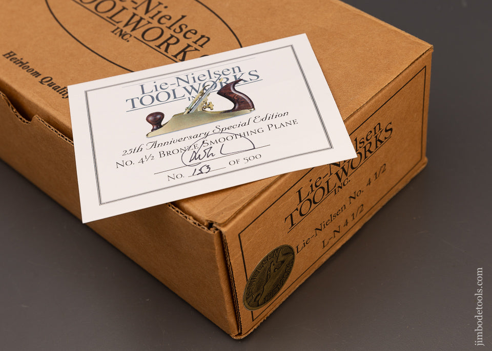 LIE NIELSEN 25th Anniversary Limited Edition No. 4 1/2 Plane with Rosewood Handles & 50° Frog Mint in Box - 112792