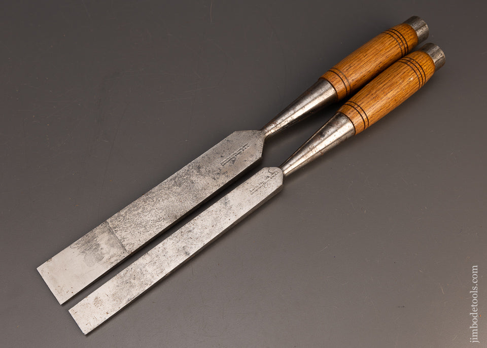 Extra Fine WINSTED EDGE TOOL WORKS (T.H. WITHERBY) Pair of Heavy Framing Chisels 1 1/2 & 1 Inch - 112857