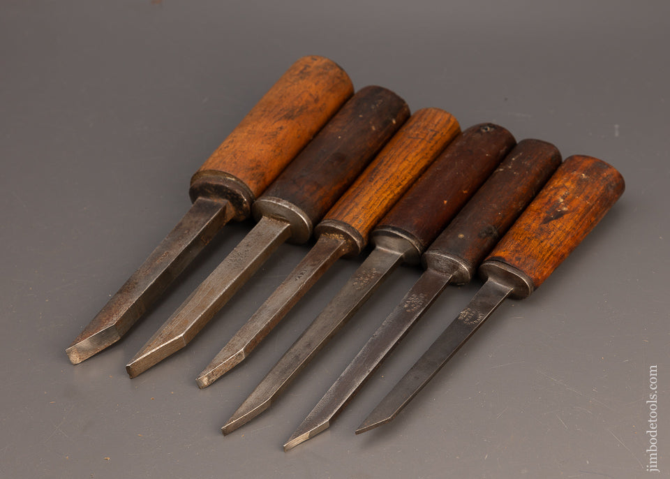 Fine Set of 6 WARD Pig Sticker Mortise Chisels - 112880