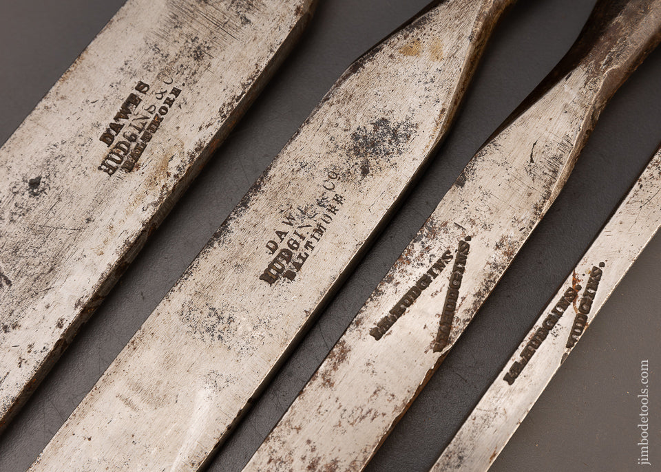 Set of 4 DAWES & HUDGINS & J.R. HUDGINS Millwright’s Framing Chisels Very Rare - 113029
