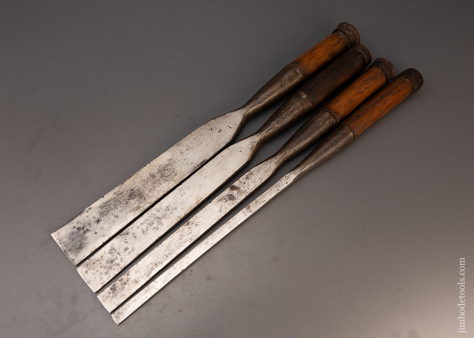 Set of 4 DAWES & HUDGINS & J.R. HUDGINS Millwright’s Framing Chisels Very Rare - 113029