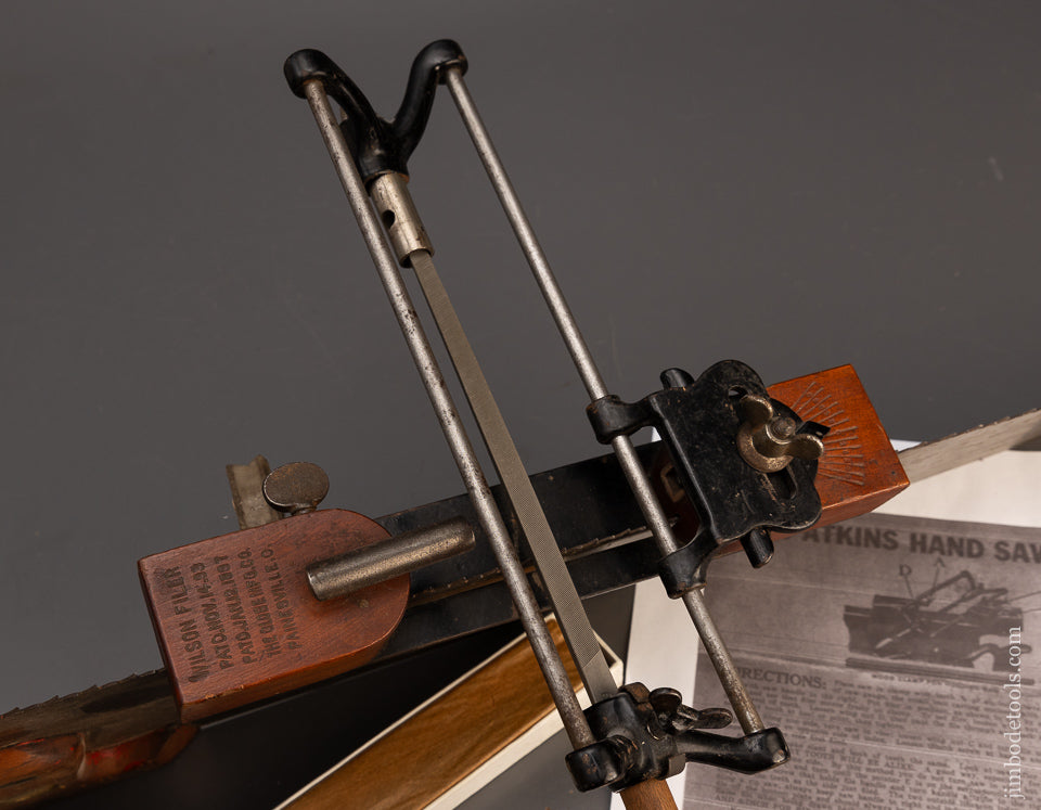 Complete WILSON PATENTED Saw Filer with Box of New Simonds Saw Files - 113153