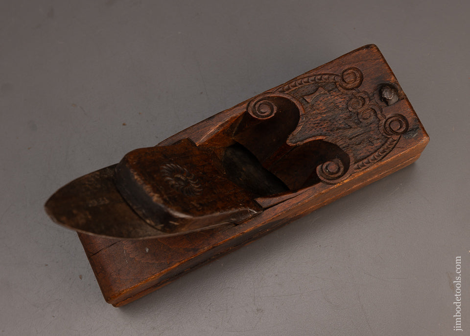 Fancy Carved DATED 1775 Dutch Skewed Panel Raising Plane SIGNED - 113466