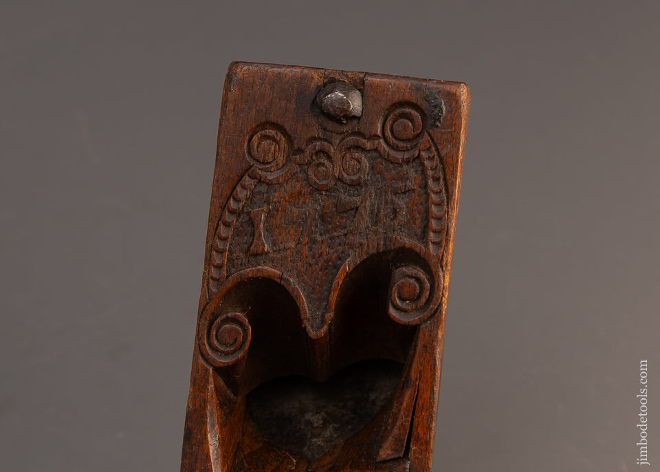 Fancy Carved DATED 1775 Dutch Skewed Panel Raising Plane SIGNED - 113466