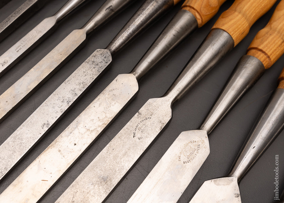 Extra Fine Premium Set of 12 JAMES SWAN Socket Firmer Chisels - 113962