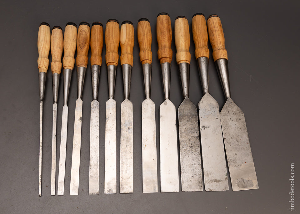 Extra Fine Premium Set of 12 JAMES SWAN Socket Firmer Chisels - 113962