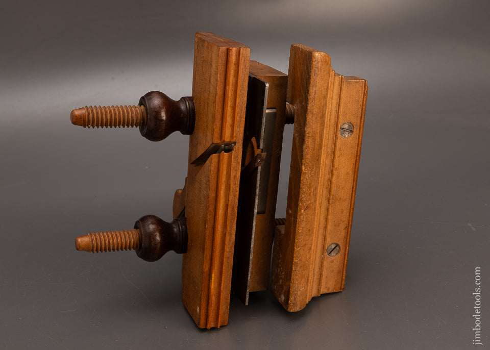 Crisp R. HARRON 1843-65 Screw Arm Plow Plane with Rosewood Nuts & Center Bead Attachment - 113978
