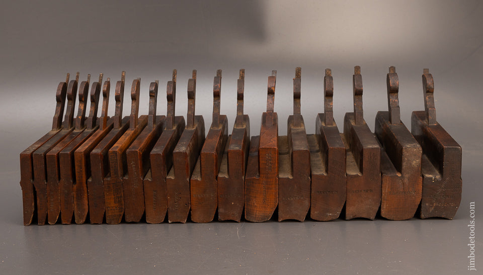 Complete Set of 18 Hollow & Round Moulding Planes Mostly by JOHN BIRCH & CO. - 114127