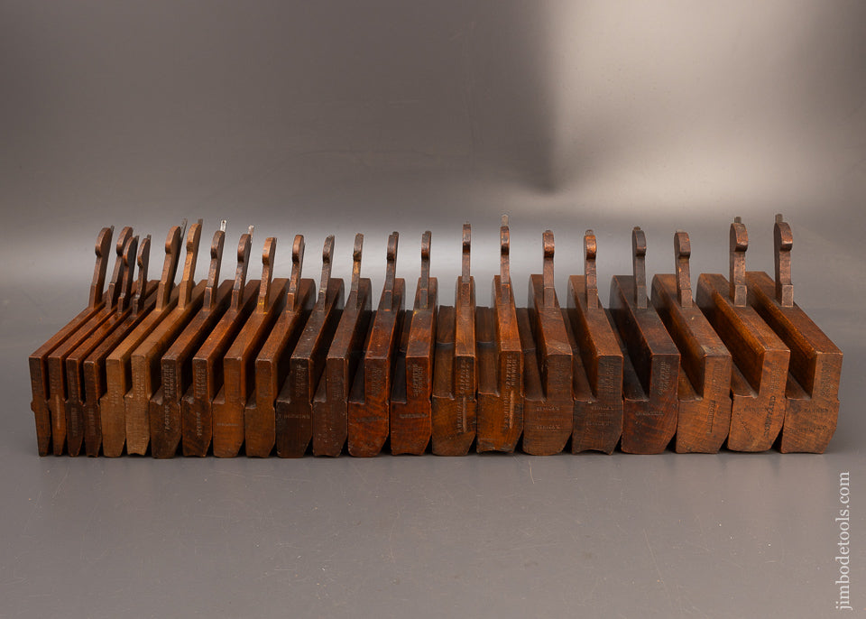 Amazing Set of 22 GRIFFITHS NORWICH circa 1803-1958 Hollow & Round Moulding Planes - 115033