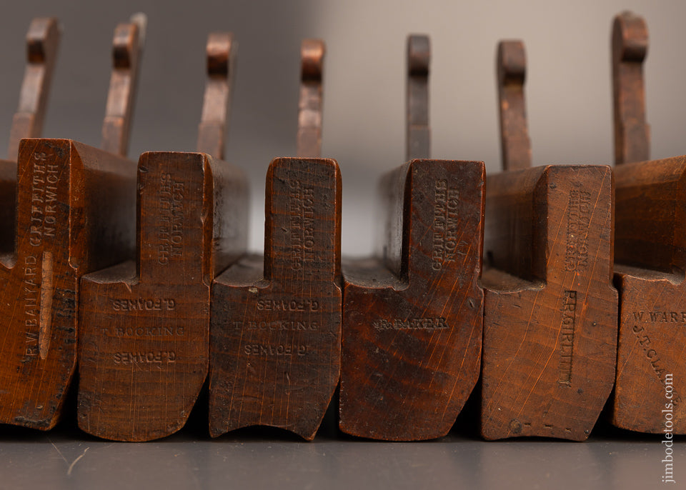 Amazing Set of 22 GRIFFITHS NORWICH circa 1803-1958 Hollow & Round Moulding Planes - 115033