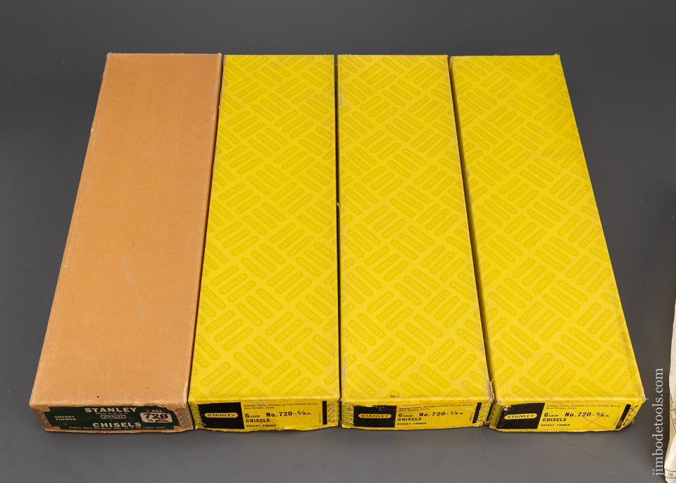Mint in Box New Old Stock Set of 6 STANLEY No. 720 Socket Firmer Chisels in Boxes - 115277