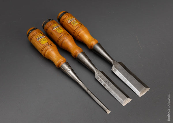 Rare Set of 3 STANLEY No. 160 Chisels with Decals - 115503