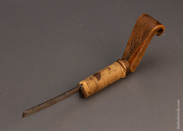 Beautiful Carved & DATED 1891 Native American Crooked Knife - 115544