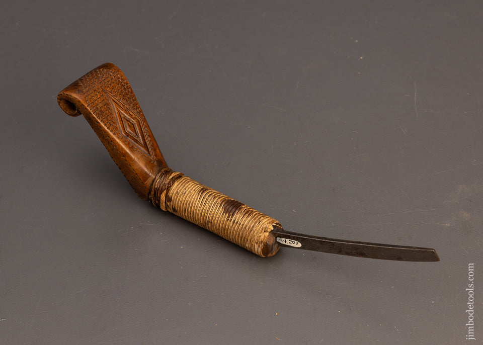 Beautiful Carved & DATED 1891 Native American Crooked Knife - 115544
