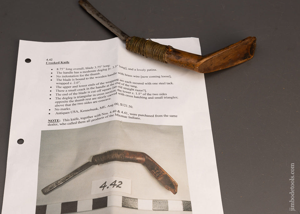 Ancient Hand Carved Native American Crooked Knife - 115577