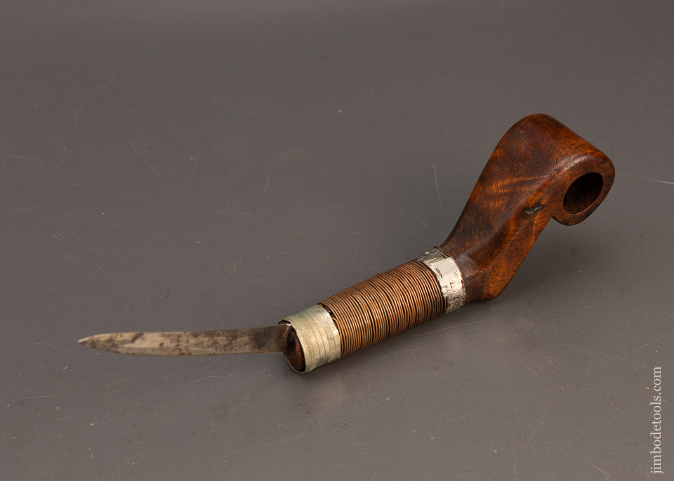 Pretty Pierced Crotch Wood Native American Crooked Knife - 115686