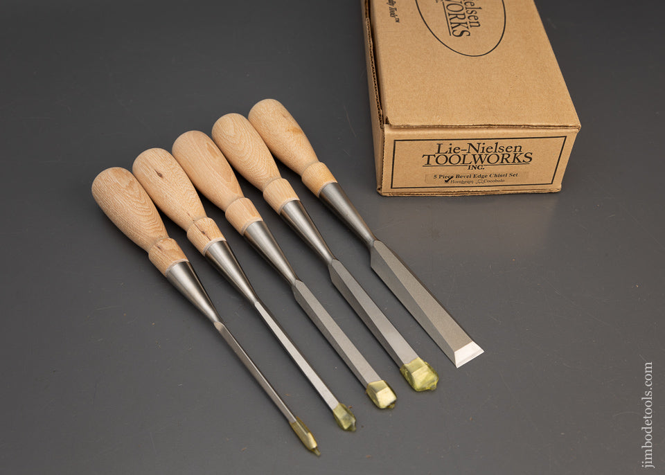 Mint in Box LIE NIELSEN 5 Piece Bevel Edge Chisel Set in Box - 115748