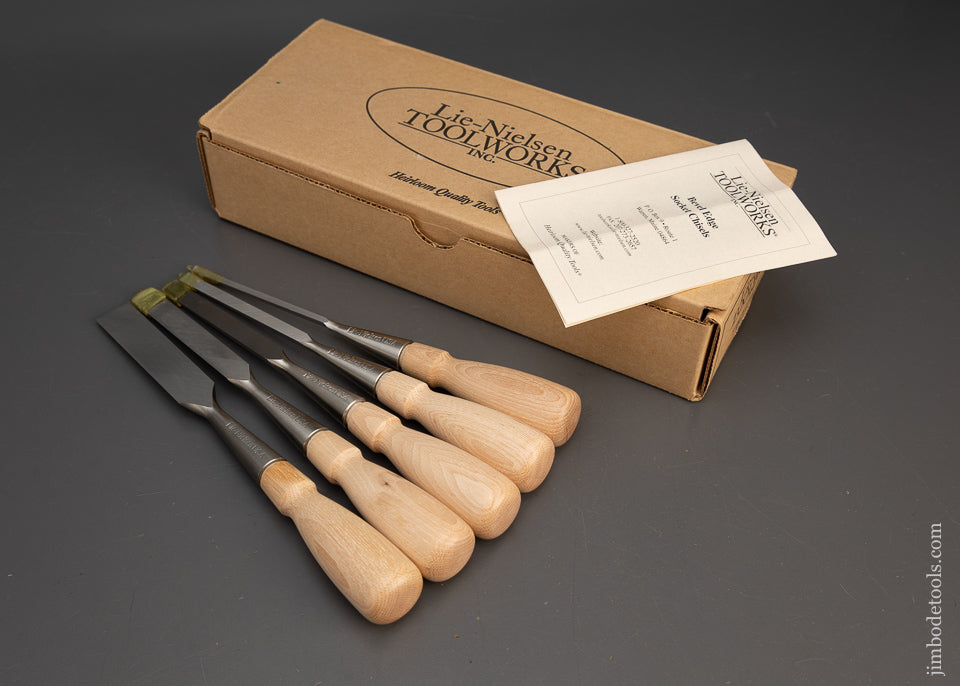 Mint in Box LIE NIELSEN 5 Piece Bevel Edge Chisel Set in Box - 115748