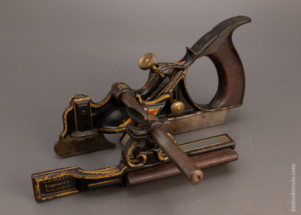 Stunning MAYO’S IMPROVED PHILLIPS PATENT Plow Plane in Full Paint - 115762