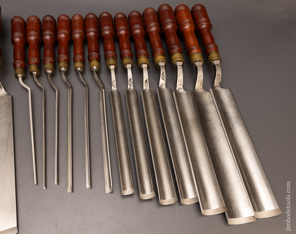 Drop Dead Gorgeous Unused Set of 29 Pattern Maker’s Paring Chisels & Gouges D.R. BARTON - 115811