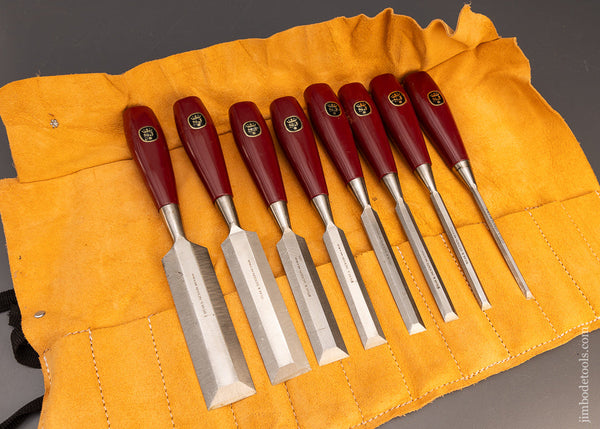 Gorgeous New Old Stock Set of 8 SPEAR & JACKSON Bevel Edge Bench Chisels - 115880