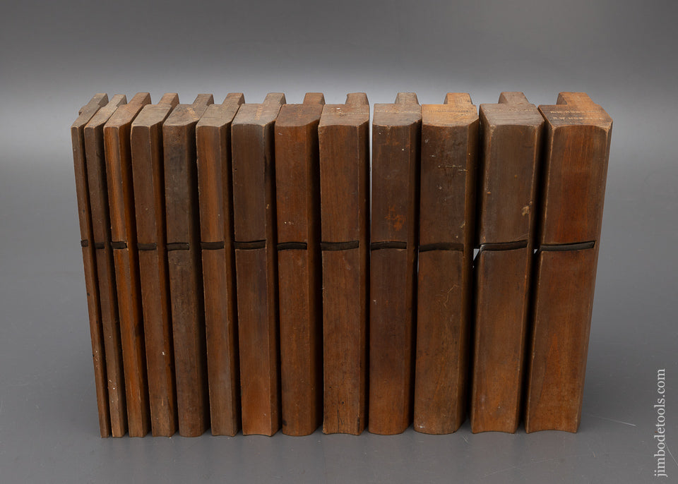 Fine Crisp Graduated Set of 13 Hollow & Round Moulding Planes by MATHIESON - 115940