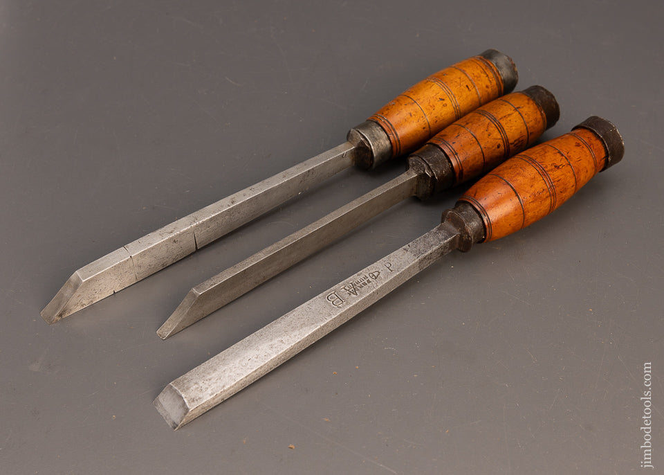 3 Beautiful Dutch Mortise Chisels with Box wood Handles - 115948