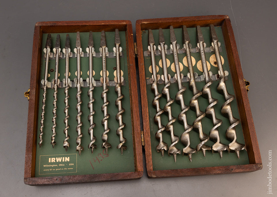 Extra Fine Complete Set of 13 IRWIN Auger Bits DEAD MINT in Original Box - 115956