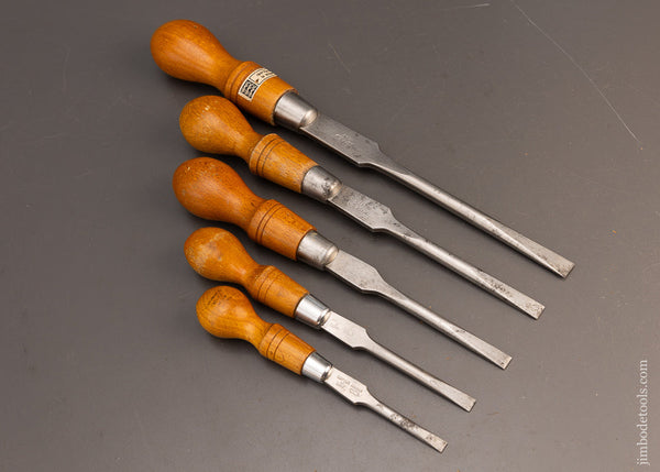 Set of 5 Cabinet Maker’s Screwdrivers 6 3/4 to 14 Inches Long Beech - 115976