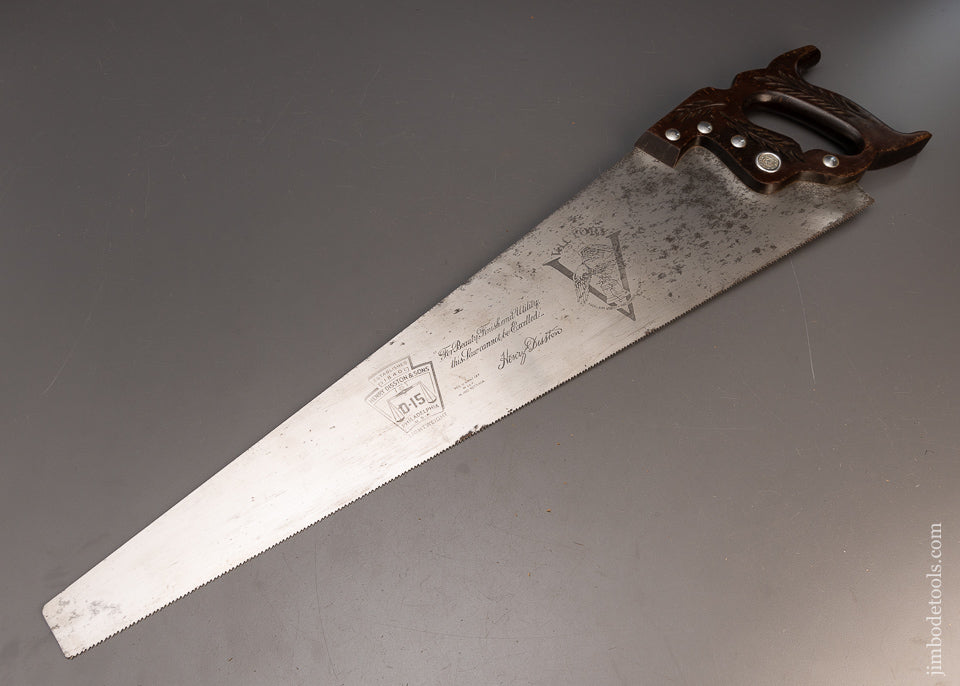 Near Mint Rosewood Handled DISSTON D-15 VICTORY Hand Saw - 116087