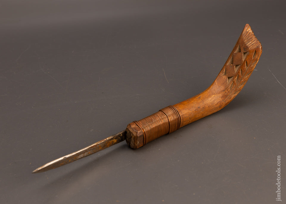 Awesome Hand Carved Native American Crooked Knife - 116166