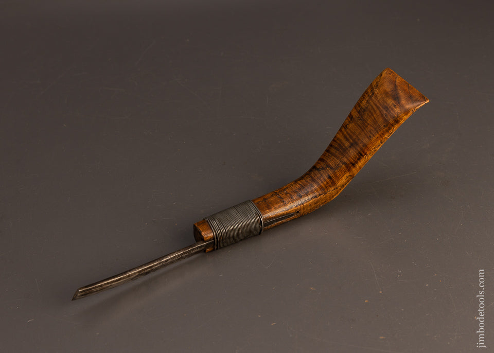 Gorgeous Tiger Maple Curly Top Native American Crooked Knife - 116184
