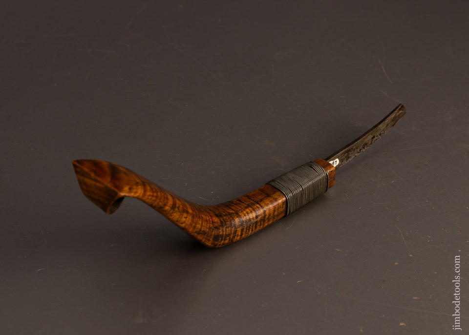 Gorgeous Tiger Maple Curly Top Native American Crooked Knife - 116184